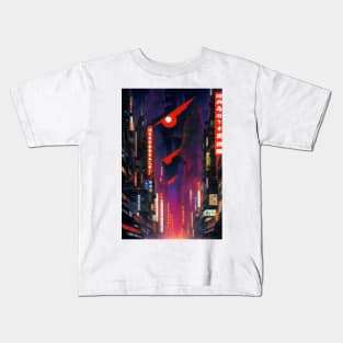 Futuristic Neo Tokyo city Kids T-Shirt